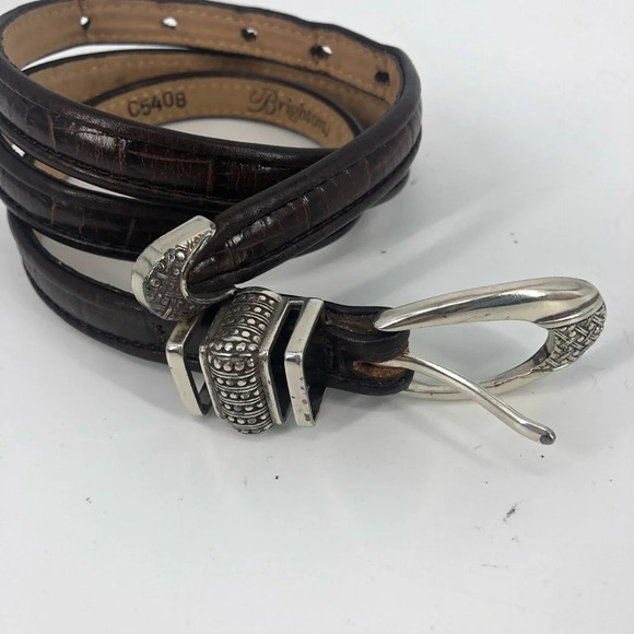 Brighton leather and silver thin belt. large 34 - Picture 2 of 4